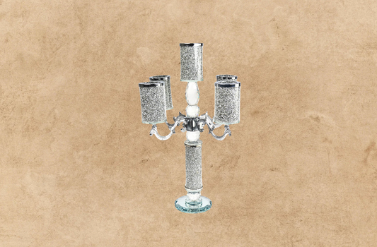 BOUGEOIR À PIED ARGENTÉ EN VERRE ET EN MÉTAL